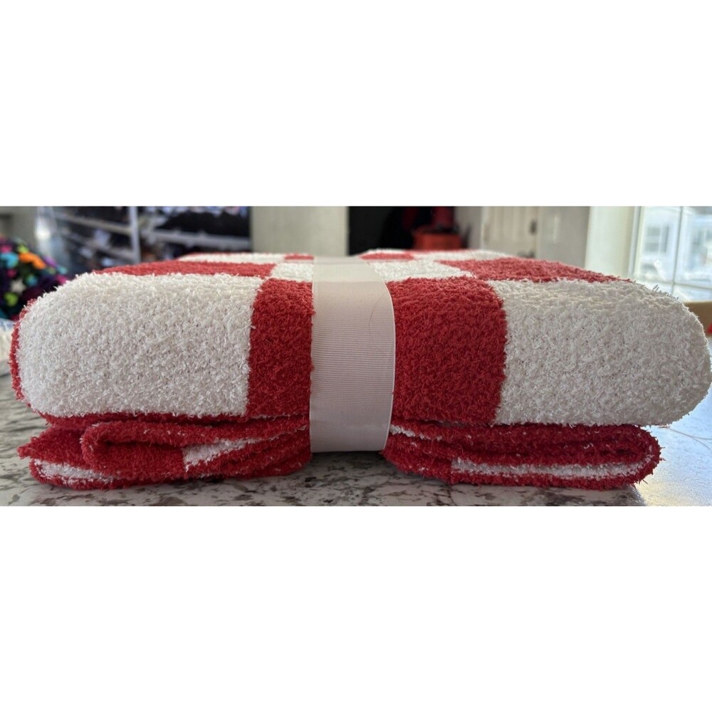 Checkered Blanket, Ultra Soft Red & White Checkered Throw Blanket, Valentines - Picture 3 of 4